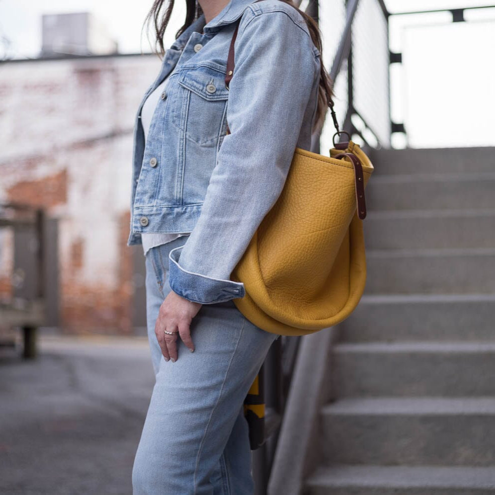 CELESTE LEATHER HOBO BAG - MEDIUM - GOLDEN SUN
