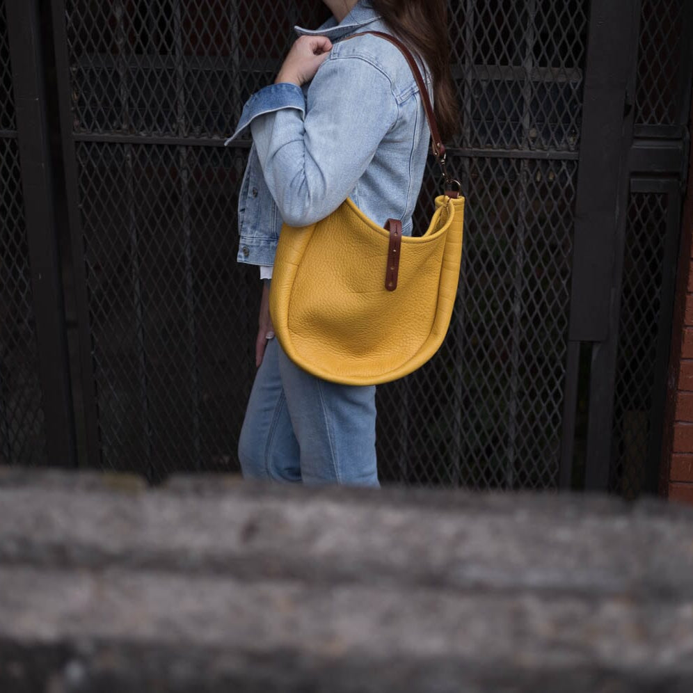 CELESTE LEATHER HOBO BAG - MEDIUM - GOLDEN SUN
