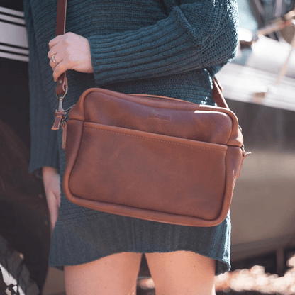 SARAH LEATHER CROSSBODY - MEDIUM - SMOKEY BLUE