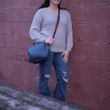 SARAH LEATHER CROSSBODY - MEDIUM - SMOKEY BLUE