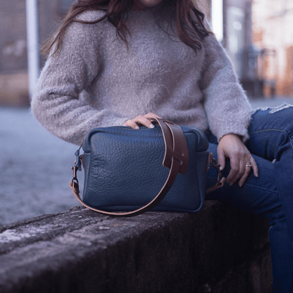 SARAH LEATHER CROSSBODY - MEDIUM - SMOKEY BLUE
