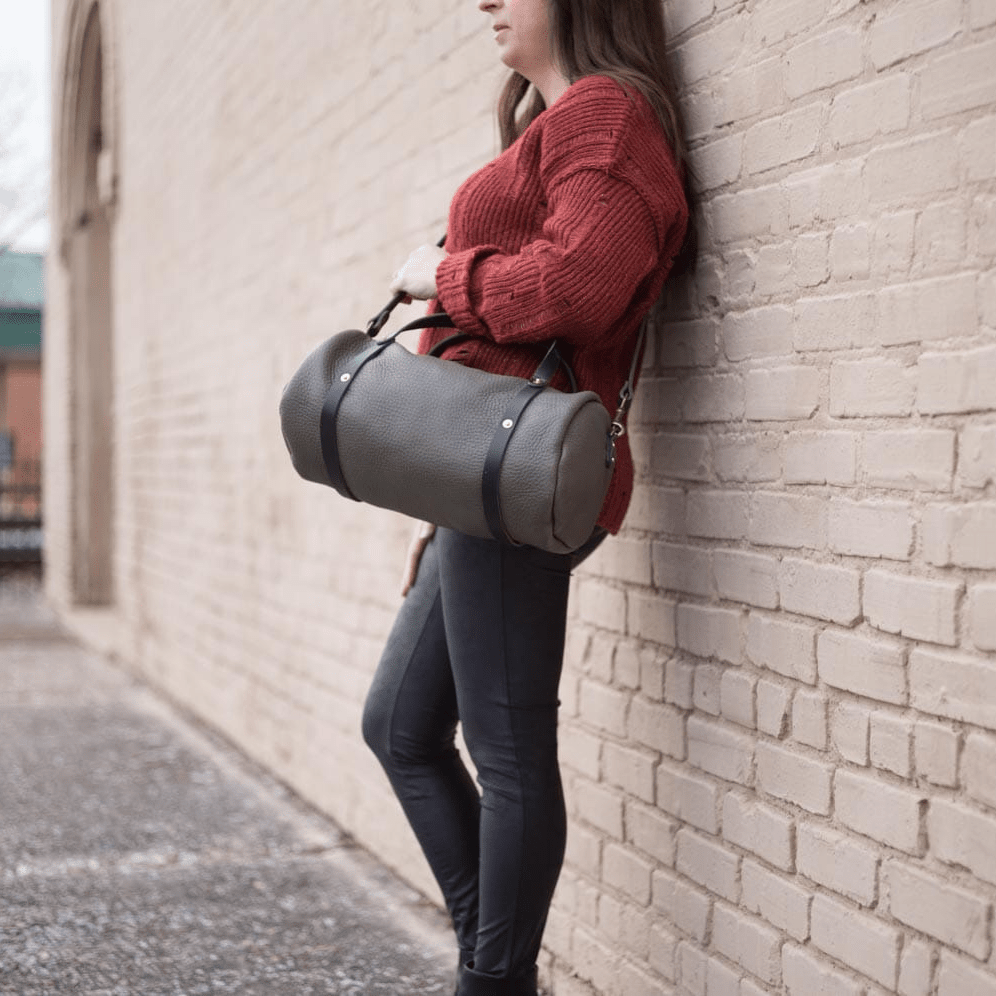JANE LEATHER CROSSBODY - LARGE - LEAD GRAY