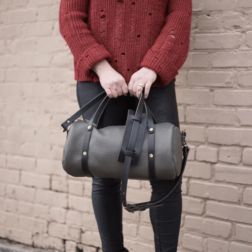 JANE LEATHER CROSSBODY - LARGE - LEAD GRAY