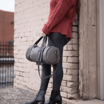 JANE LEATHER CROSSBODY - LARGE - LEAD GRAY