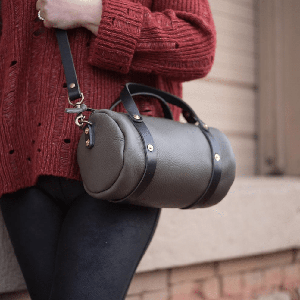JANE LEATHER CROSSBODY - SMALL - LEAD GRAY