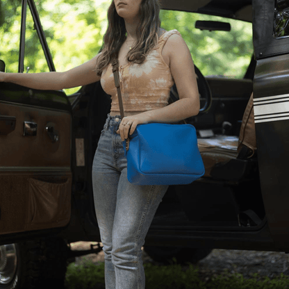 SARAH LEATHER CROSSBODY - LARGE - OCEAN BLUE