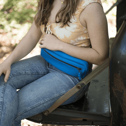 LEATHER FANNY PACK / LEATHER WAIST BAG - OCEAN BLUE