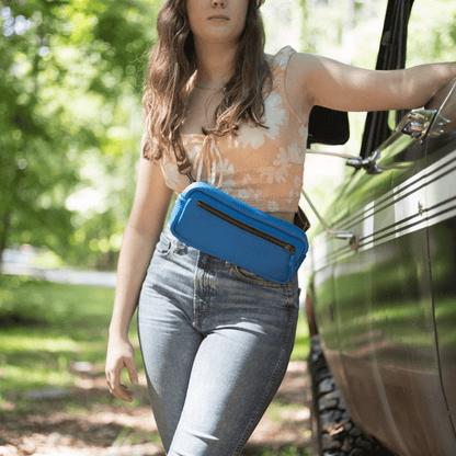 LEATHER FANNY PACK / LEATHER WAIST BAG - OCEAN BLUE