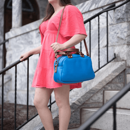 HOFFMAN LEATHER CROSSBODY BAG - OCEAN BLUE