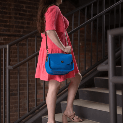 VIVIAN SATCHEL LEATHER CROSSBODY - OCEAN BLUE