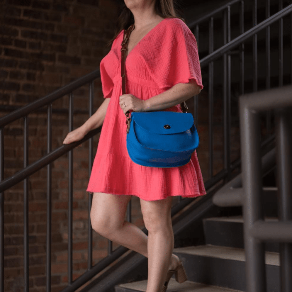 VIVIAN SATCHEL LEATHER CROSSBODY - OCEAN BLUE
