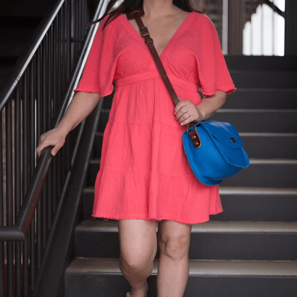 VIVIAN SATCHEL LEATHER CROSSBODY DELUXE - OCEAN BLUE