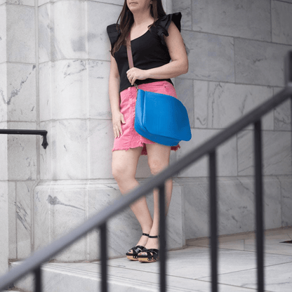 KINDLE LEATHER SATCHEL - OCEAN BLUE