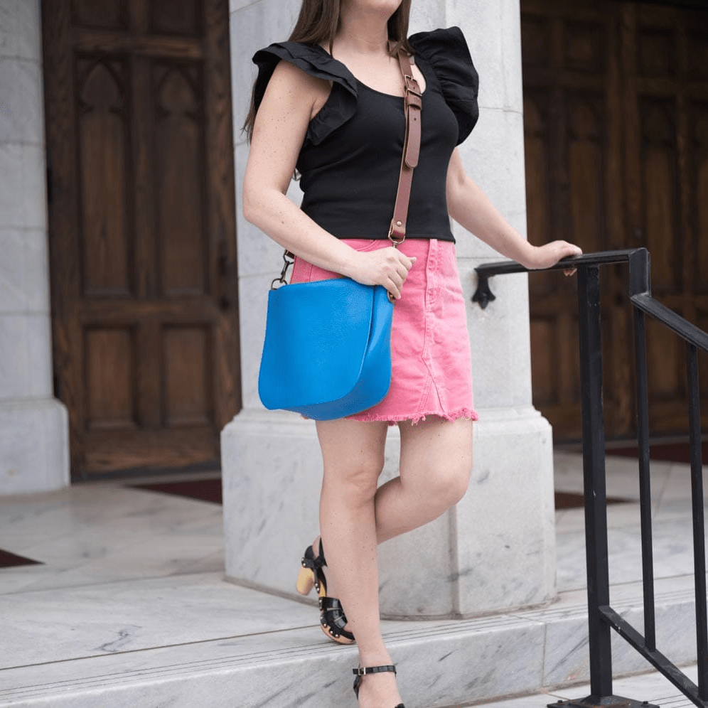 KINDLE LEATHER SATCHEL - OCEAN BLUE