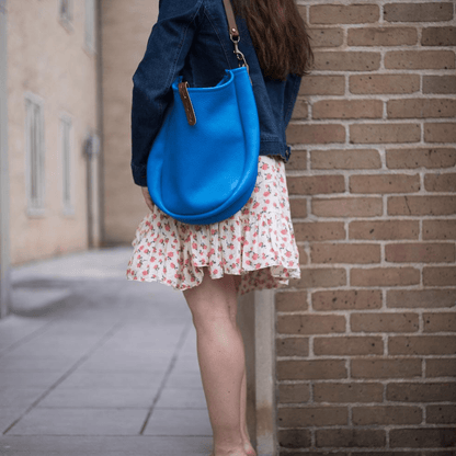 CELESTE LEATHER HOBO BAG - MEDIUM - OCEAN BLUE