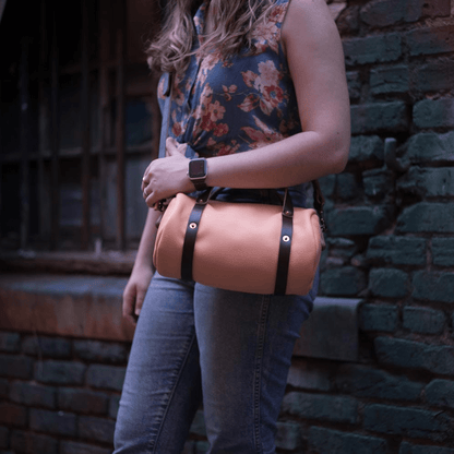 JANE LEATHER CROSSBODY - SMALL - PEACH FUZZ