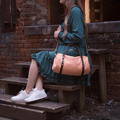 JANE LEATHER CROSSBODY - LARGE - PEACH FUZZ