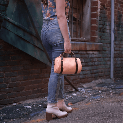 JANE LEATHER CROSSBODY - SMALL - PEACH FUZZ