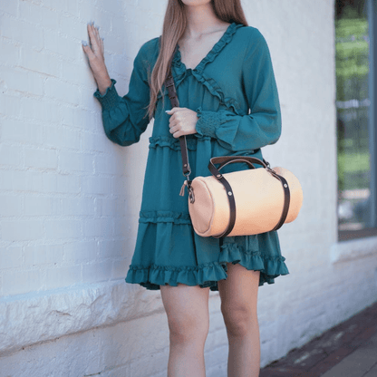 JANE LEATHER CROSSBODY - PEACH FUZZ