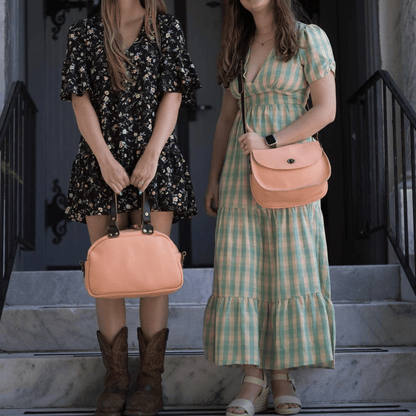 VIVIAN SATCHEL LEATHER CROSSBODY DELUXE - PEACH FUZZ