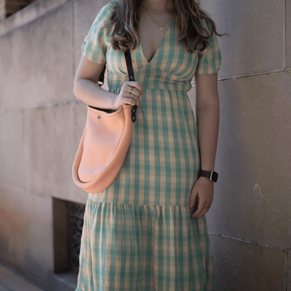 CELESTE LEATHER HOBO BAG - PEACH FUZZ