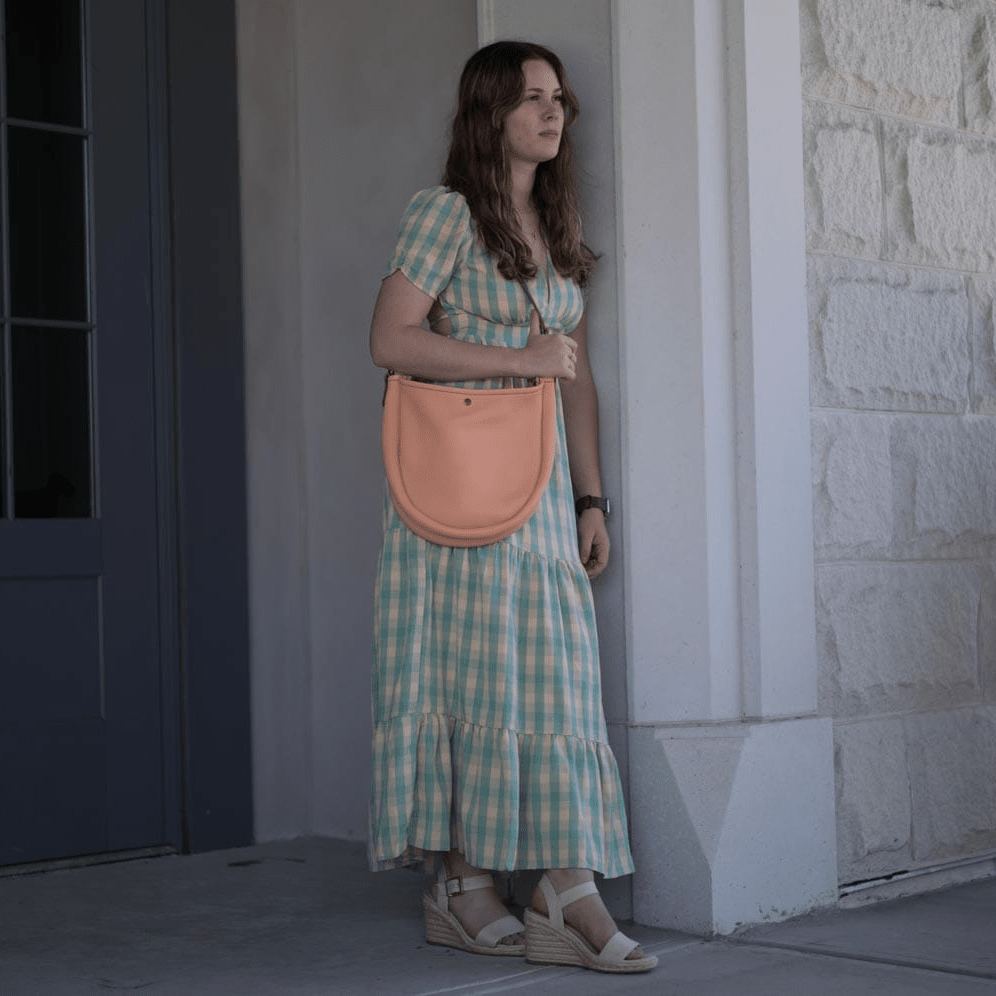 CELESTE LEATHER HOBO BAG - PEACH FUZZ