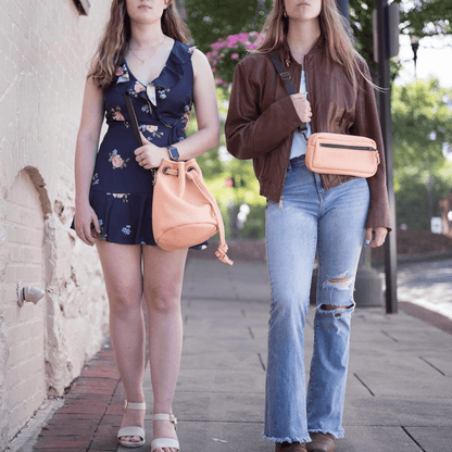 LEATHER FANNY PACK / LEATHER WAIST BAG - PEACH FUZZ