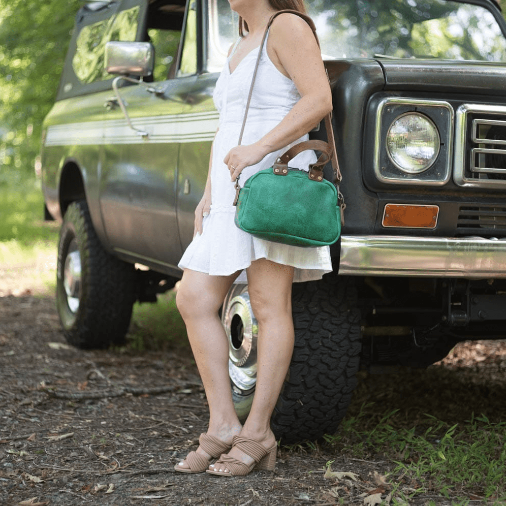 HOFFMAN LEATHER CROSSBODY BAG - MINI - PINE GREEN BISON