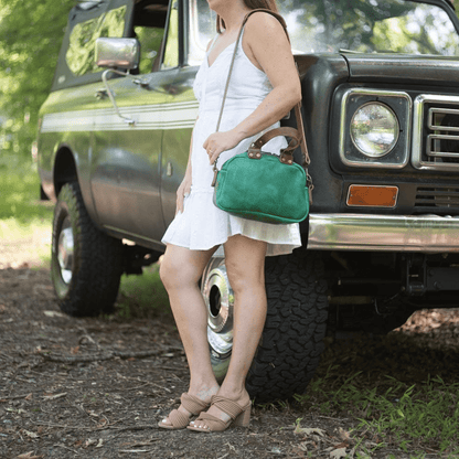 HOFFMAN LEATHER CROSSBODY BAG - MINI - PINE GREEN BISON