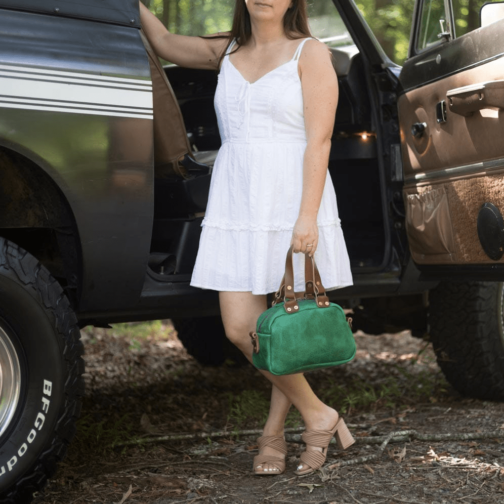 HOFFMAN LEATHER CROSSBODY BAG - MINI - PINE GREEN BISON