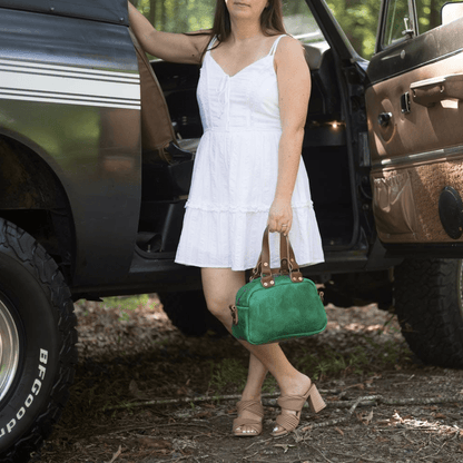 HOFFMAN LEATHER CROSSBODY BAG - MINI - PINE GREEN BISON