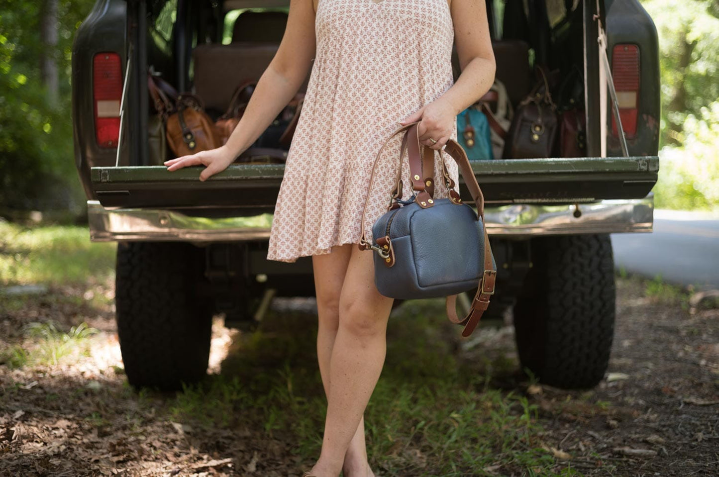 HOFFMAN LEATHER CROSSBODY BAG - MINI - SMOKEY BLUE