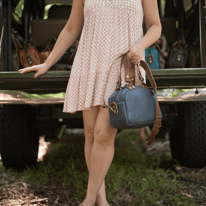 HOFFMAN LEATHER CROSSBODY BAG - MINI - SMOKEY BLUE