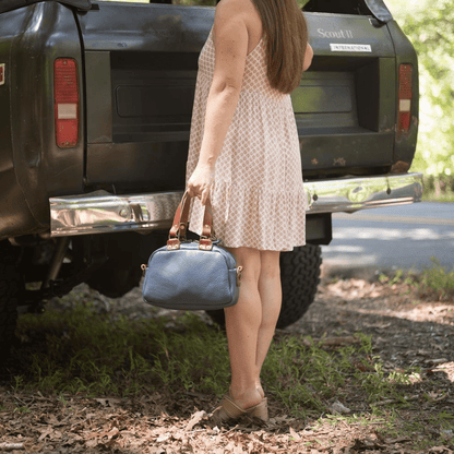 HOFFMAN LEATHER CROSSBODY BAG - MINI - SMOKEY BLUE
