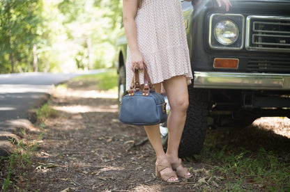 HOFFMAN LEATHER CROSSBODY BAG - MINI - SMOKEY BLUE