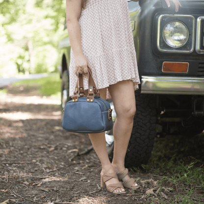 HOFFMAN LEATHER CROSSBODY BAG - MINI - SMOKEY BLUE