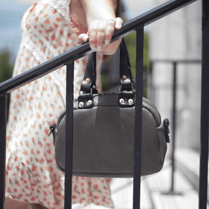 HOFFMAN LEATHER CROSSBODY BAG - MINI - LEAD GRAY