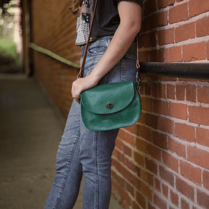 VIVIAN SATCHEL LEATHER CROSSBODY - SMALL - PINE GREEN BISON