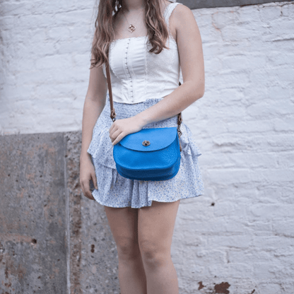 VIVIAN SATCHEL LEATHER CROSSBODY - SMALL - OCEAN BLUE