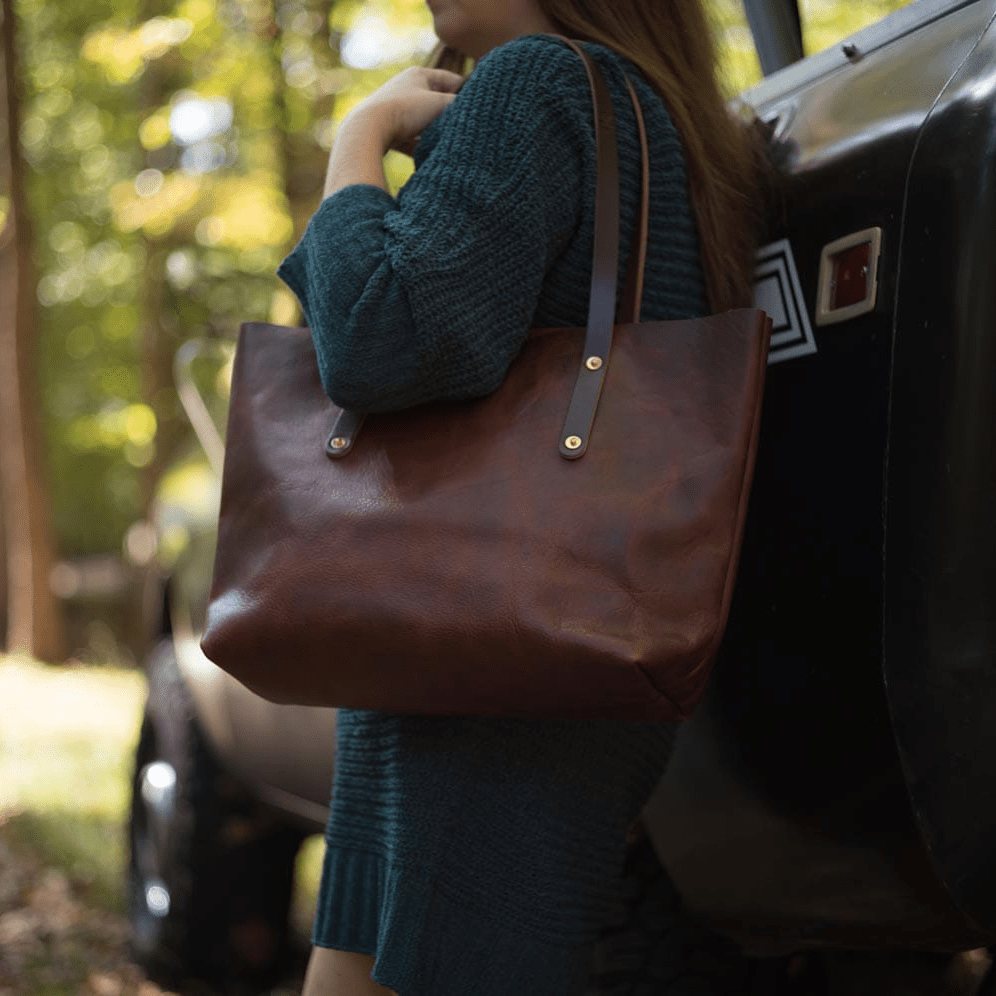 AVERY LEATHER TOTE BAG - MEDIUM - WHISKY BISON