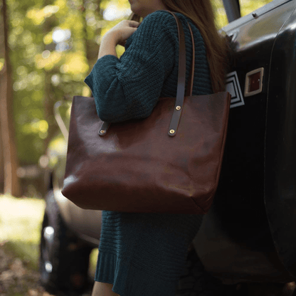 AVERY LEATHER TOTE BAG - SMALL - WHISKY BISON