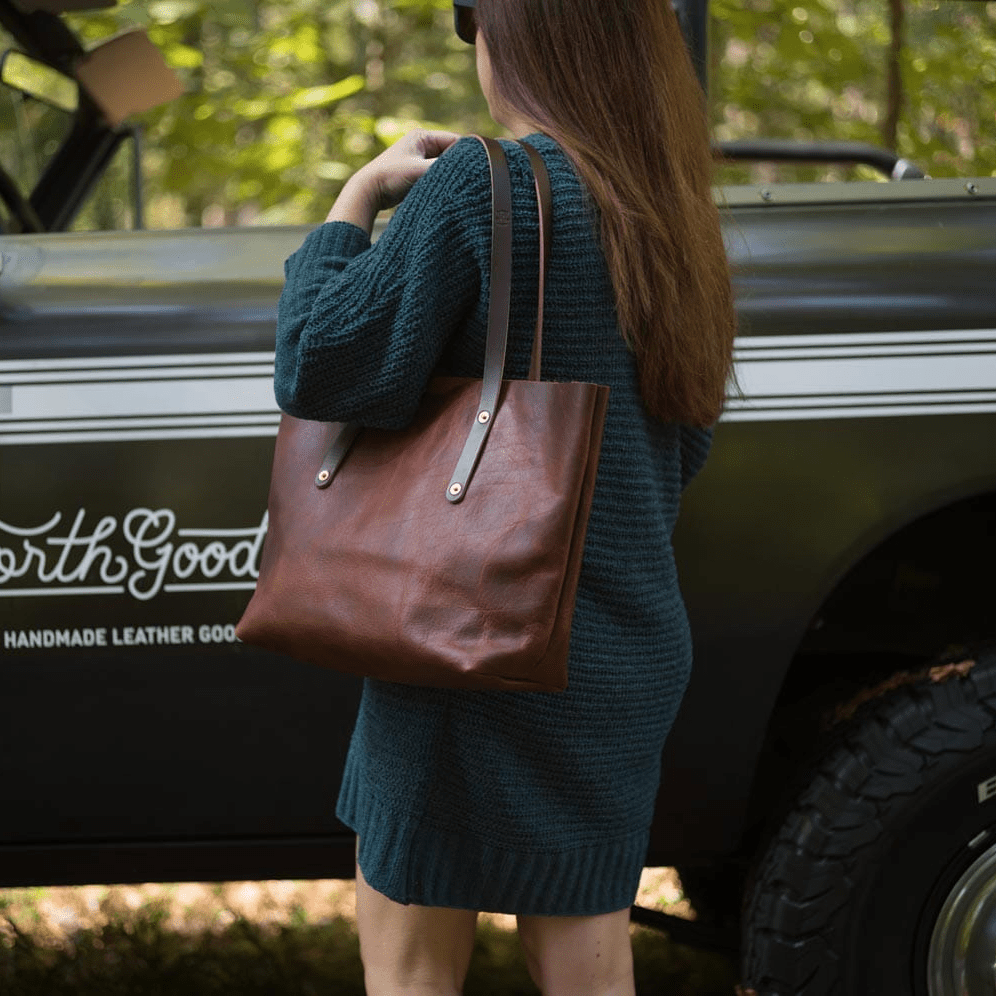 AVERY LEATHER TOTE BAG - MEDIUM - WHISKY BISON