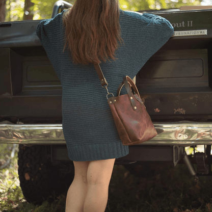 AVERY LEATHER TOTE BAG - MINI CROSSBODY - WHISKY BISON