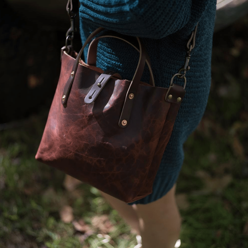 AVERY LEATHER TOTE BAG - MINI CROSSBODY - WHISKY BISON
