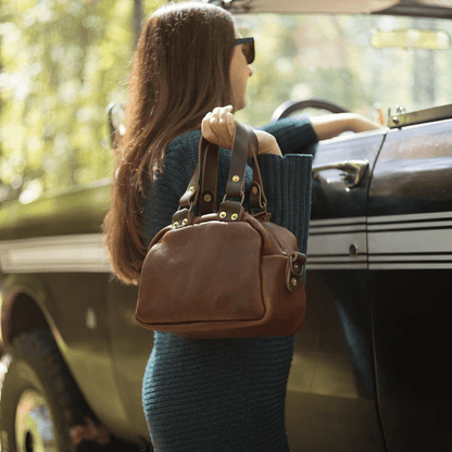 HOFFMAN LEATHER CROSSBODY BAG - MINI - WHISKY BISON