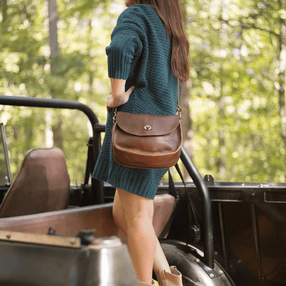 VIVIAN SATCHEL LEATHER CROSSBODY - WHISKY BISON
