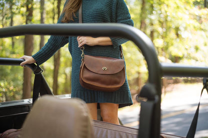 VIVIAN SATCHEL LEATHER CROSSBODY - WHISKY BISON