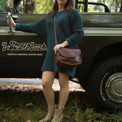 VIVIAN SATCHEL LEATHER CROSSBODY DELUXE - WINE BISON