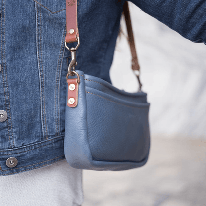 RENNIE LEATHER SHOULDER BAG - SMOKEY BLUE