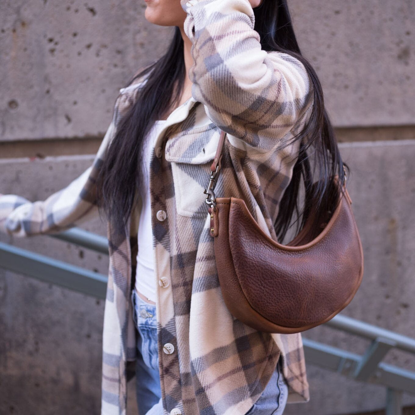 NOLA LEATHER CRESCENT BAG - SMALL